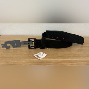 AllSaints Black Suede Belt with Matte Black Buckle